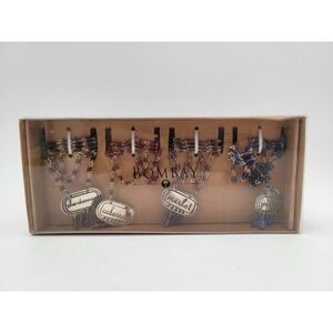 2002 Bombay Co Set of 4 Beaded Wine Bottle Necklace Tags 2217118 Vintage Box